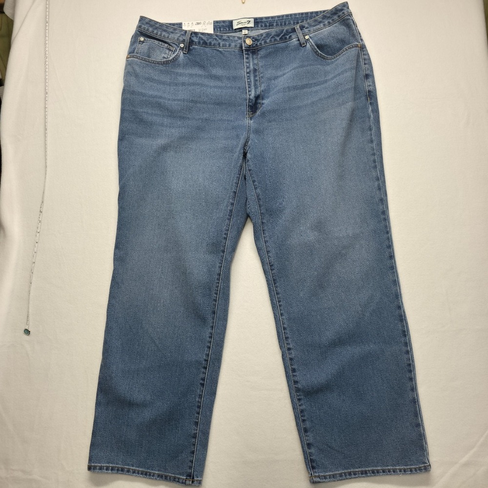 Seven Women's Loose Straight Leg High Rise Denim Blue Jeans Size 22W NWT